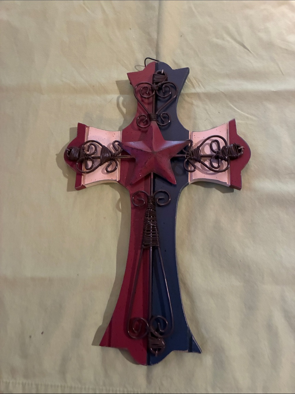 Hobby Lobby Red and Blue Layered Star Cross Wall Accent